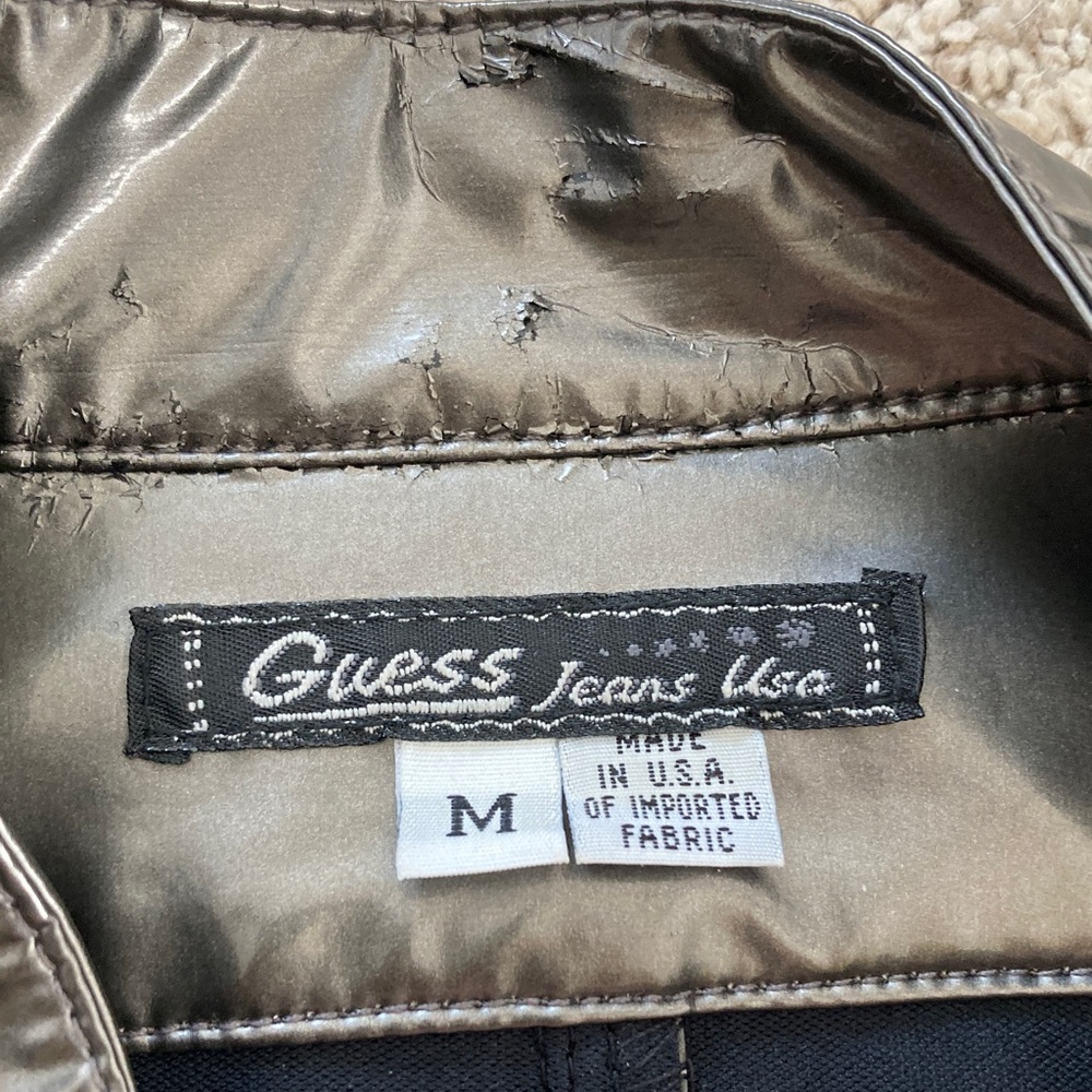 Guess jeans, gunmetal, gray leather jacket and mini skirt size 3 - Picture 5 of 6